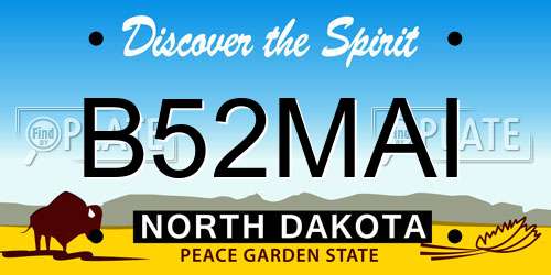 B52MAI North Dakota License Plate