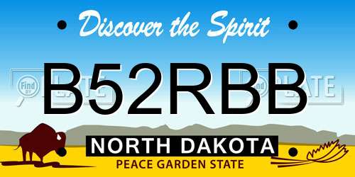 B52RBB North Dakota License Plate