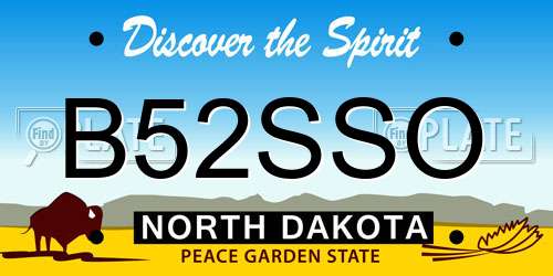 B52SSO North Dakota License Plate