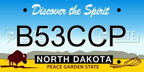 B53CCP North Dakota License Plate