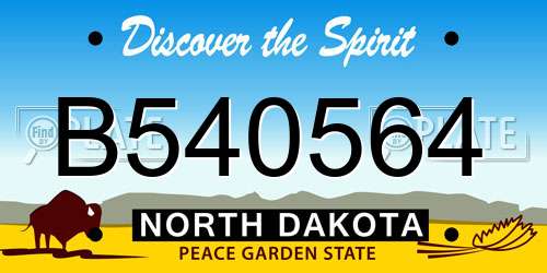 B540564 North Dakota License Plate