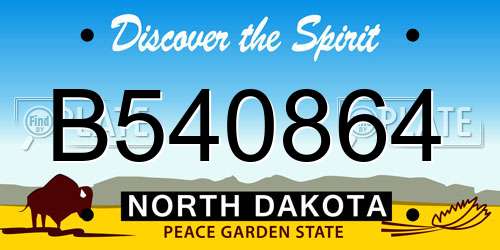 B540864 North Dakota License Plate