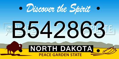 B542863 North Dakota License Plate