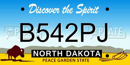 B542PJ North Dakota License Plate