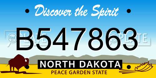 B547863 North Dakota License Plate