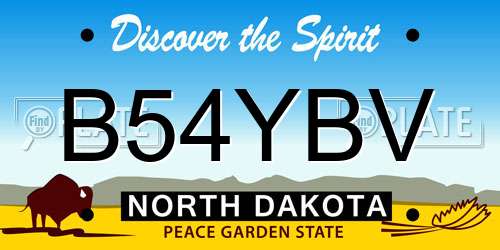 B54YBV North Dakota License Plate