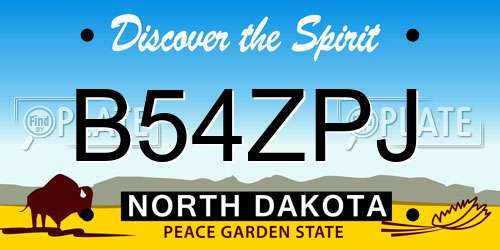B54ZPJ North Dakota License Plate