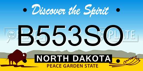 B553SO North Dakota License Plate