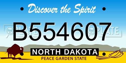B554607 North Dakota License Plate