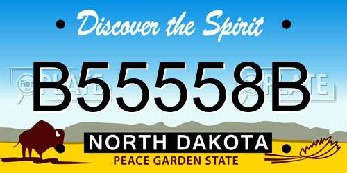 B55558B North Dakota License Plate