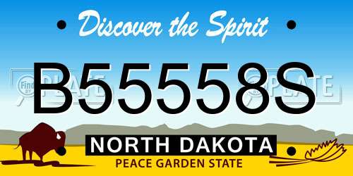 B55558S North Dakota License Plate