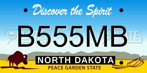 B555MB North Dakota License Plate