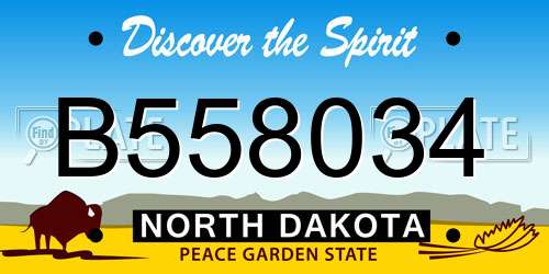 B558034 North Dakota License Plate