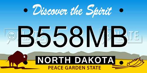 B558MB North Dakota License Plate