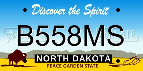 B558MS North Dakota License Plate