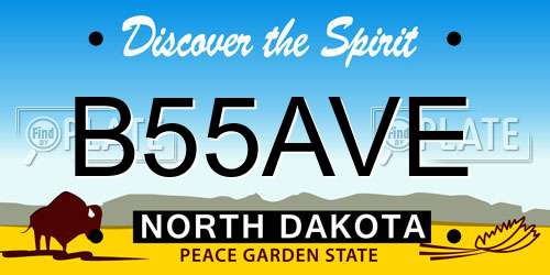 B55AVE North Dakota License Plate