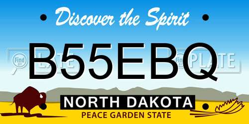 B55EBQ North Dakota License Plate