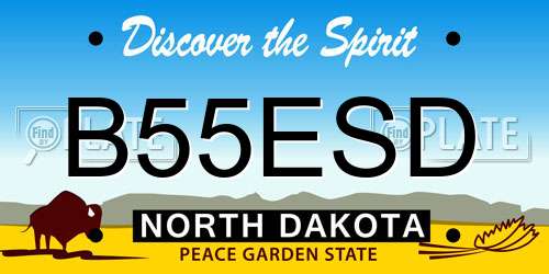 B55ESD North Dakota License Plate