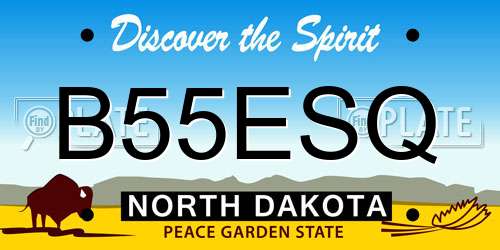 B55ESQ North Dakota License Plate