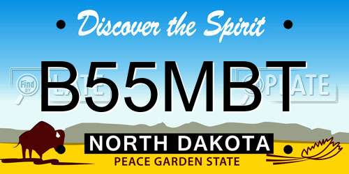 B55MBT North Dakota License Plate