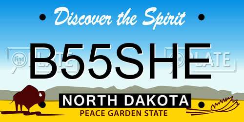 B55SHE North Dakota License Plate