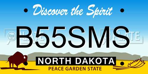 B55SMS North Dakota License Plate