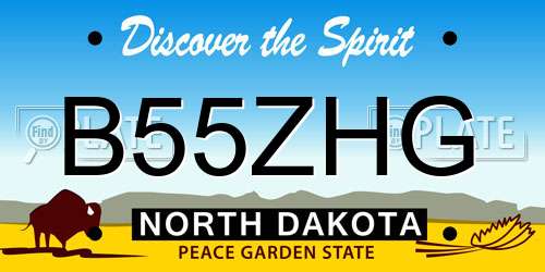 B55ZHG North Dakota License Plate