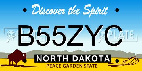 B55ZYC North Dakota License Plate