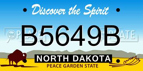 B5649B North Dakota License Plate