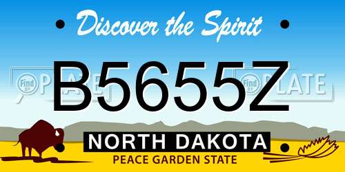 B5655Z North Dakota License Plate