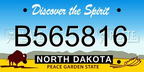 B565816 North Dakota License Plate
