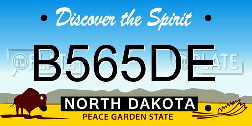 B565DE North Dakota License Plate