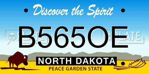 B565OE North Dakota License Plate