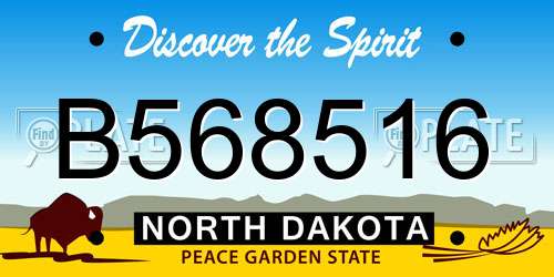 B568516 North Dakota License Plate