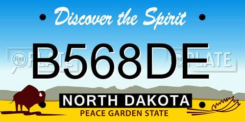 B568DE North Dakota License Plate