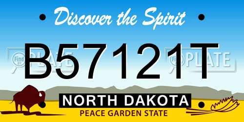 B57121T North Dakota License Plate