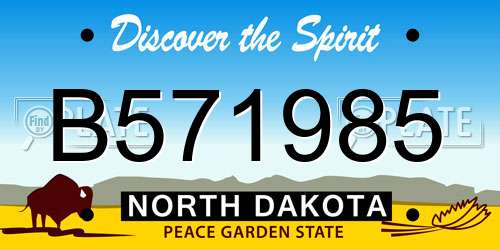 B571985 North Dakota License Plate