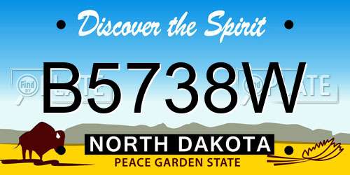 B5738W North Dakota License Plate