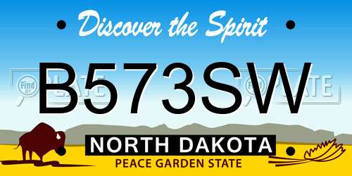 B573SW North Dakota License Plate