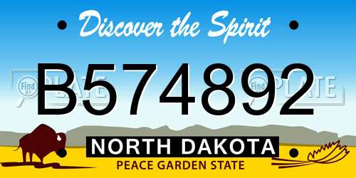 B574892 North Dakota License Plate