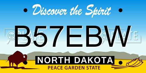 B57EBW North Dakota License Plate