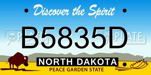 B5835D North Dakota License Plate