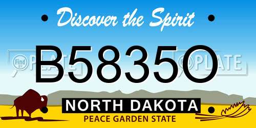 B5835O North Dakota License Plate