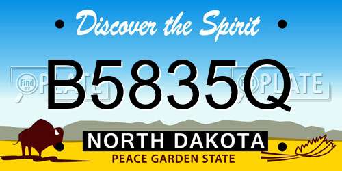 B5835Q North Dakota License Plate