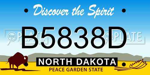 B5838D North Dakota License Plate