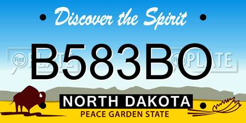 B583BO North Dakota License Plate