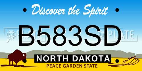 B583SD North Dakota License Plate
