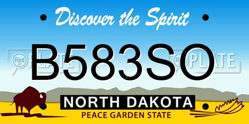 B583SO North Dakota License Plate