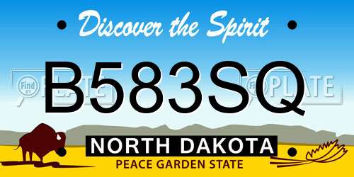 B583SQ North Dakota License Plate
