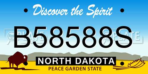B58588S North Dakota License Plate